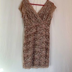 Dress Barn taupe/sequined pullover dress